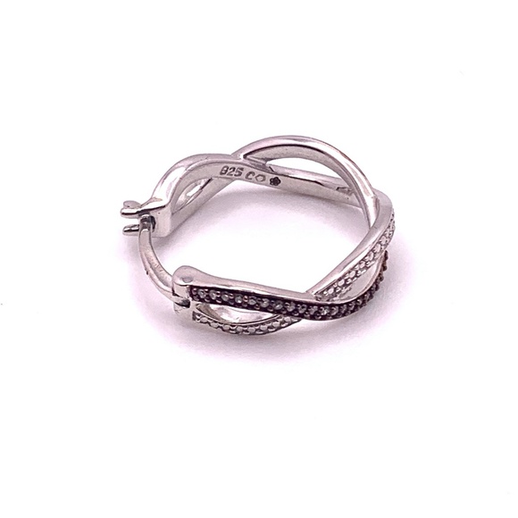 Rhodium two-tone swirl hoop earrings 1/8 tcw - Picture 5 of 7